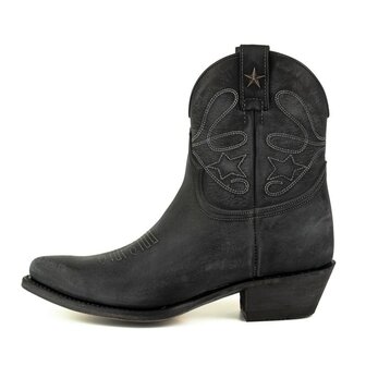 Mayura-Boots-2374-Zwart-Lavado-Dames-Cowboy-fashion-Enkellaars-Spitse-Neus-Western-Hak-Zijkant