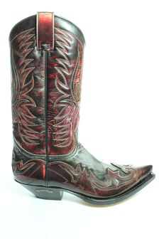 Sendra Boots 3241 Cuervo Ibiza Black Red Men Women Cowboy Western Boots Unisex Pointed Toe Slanted Heel Leather sole Pull Loops