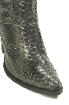 Sendra Boots 12027 Eva Python Black Ladies Ankle Boots Royal Python Leather Zipper Closure Pointed Toe  Leather sole High Heel Genuine leather