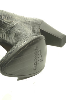 Sendra Boots 12027 Eva Python Black Ladies Ankle Boots Royal Python Leather Zipper Closure Pointed Toe High Heel