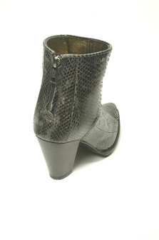 Sendra Boots 12027 Eva Python Black Ladies Ankle Boots Royal Python Leather Zipper Closure Pointed Toe High Heel