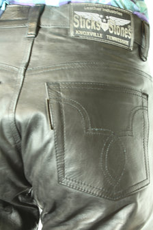 sticks and stones leren jeans semi analine zwart