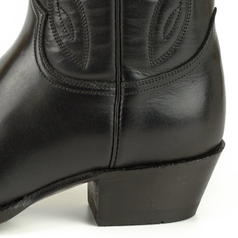 Mayura Boots Arpia 2534 Black/ Ladies Western Boots Ornamental Stitching Pointed Nose Sloping Heel Smooth Leather