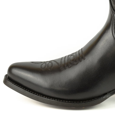 Mayura Boots Arpia 2534 Black/ Ladies Western Boots Ornamental Stitching Pointed Nose Sloping Heel Smooth Leather Nose