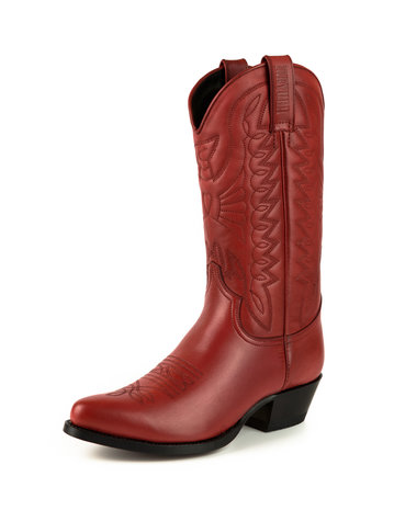 Mayura Boots Arpia 2534 Red/ Ladies Western Boots Ornamental Stitching Pointed Nose Sloping Heel Smooth Leather