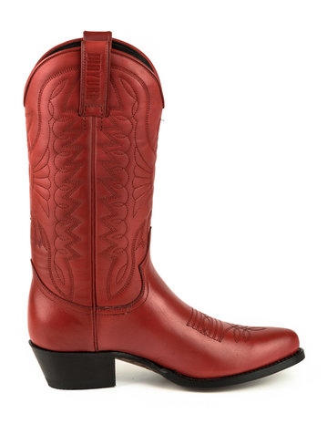 Mayura Boots Arpia 2534 Red/ Ladies Western Boots Ornamental Stitching Pointed Nose Sloping Heel Smooth Leather