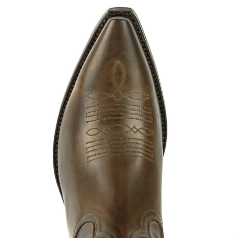 Mayura Boots Virgi 2536 Bruin/ Dames Western Laarzen Sierstiksel Spitse Neus Rechte Schacht Hoge Hak Glad Leer Bovenaanzicht
