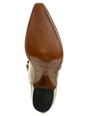 Mayura Boots Virgi 2536 Bruin/ Dames Western Laarzen Sierstiksel Spitse Neus Rechte Schacht Hoge Hak Glad Leer Onderaanzicht
