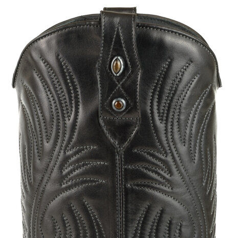Mayura Boots Virgi 2536 Zwart/ Dames Western Laarzen Sierstiksel Spitse Neus Rechte Schacht Hoge Hak Glad Leer Schacht