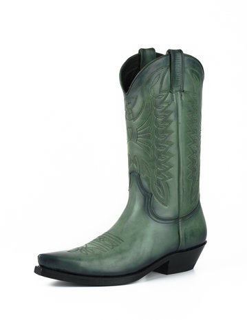 Mayura Boots 1920 Green/ Pointed Cowboy Western Line Dance Ladies Men Boots Slanted Heel Genuine Leather