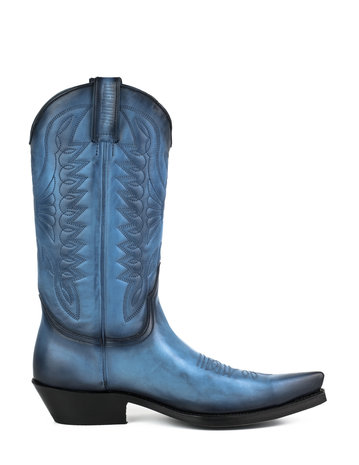 Mayura Boots 1920 Blue/ Pointed Cowboy Western Line Dance Ladies Men Boots Slanted Heel Genuine Leather