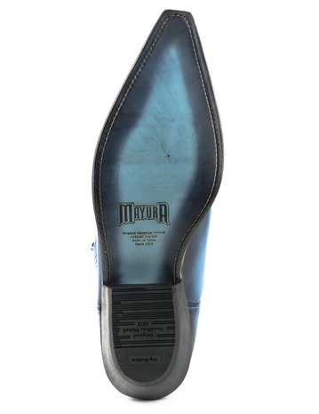 Mayura Boots 1920 Blue/ Pointed Cowboy Western Line Dance Ladies Men Boots Slanted Heel Genuine Leather