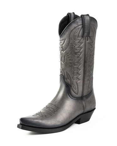 Mayura Boots 1920 Grey/ Pointed Cowboy Western Line Dance Ladies Men Boots Slanted Heel Genuine Leather