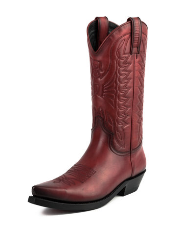 Mayura Boots 1920 Red/ Pointed Cowboy Western Line Dance Ladies Men Boots Slanted Heel Genuine Leather