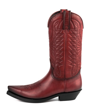 Mayura Boots 1920 Red/ Pointed Cowboy Western Line Dance Ladies Men Boots Slanted Heel Genuine Leather