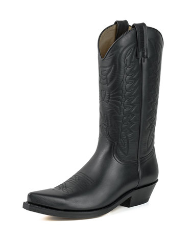 Mayura Boots 1920 Zwart/ Spitse Cowboy Western Line Dance Dames Heren Laarzen Schuine Hak Echt Leer Vooraanzicht