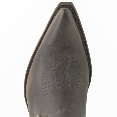 Mayura Boots 14 Dark Grey/Brown Cowboy Western Pointed Men Ankle Boot Slanted Heel Zip Detachable Spur Genuine Leather
