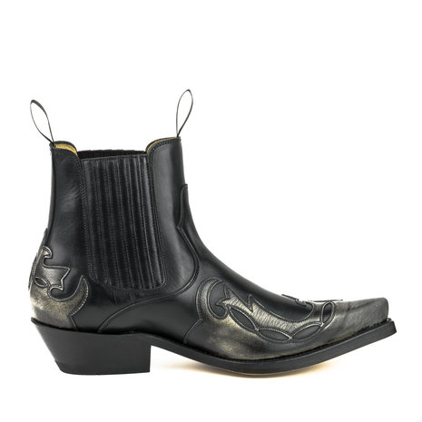 Mayura Boots Thor 1931 Black/ Pointed Western Men Ankle Boot Slanted Heel Elastic Closure Vintage Look