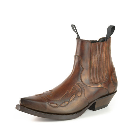 Mayura Boots Austin 1931 Chesnut / Pointed Western Men Ankle Boot Slanted Heel Elastic Closure Vintage Look