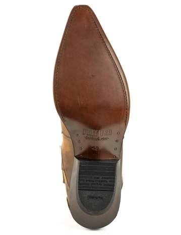 Mayura Boots Austin 1931 Cognac/ Pointed Western Men Ankle Boot Slanted Heel Elastic Closure Vintage Look