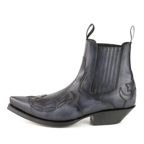 Mayura Boots Austin 1931 Grey/ Pointed Western Men Ankle Boot Slanted Heel Elastic Closure Vintage Look