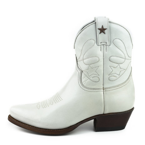 Mayura Boots 2374 Off White/ Women Cowboy Fashion Ankle Boot Pointed Toe Western Heel Genuine Leather
