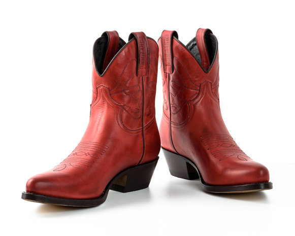 Mayura Boots 2374 Red/ Women Cowboy Fashion Ankle Boot Pointed Toe Western Heel Genuine Leather