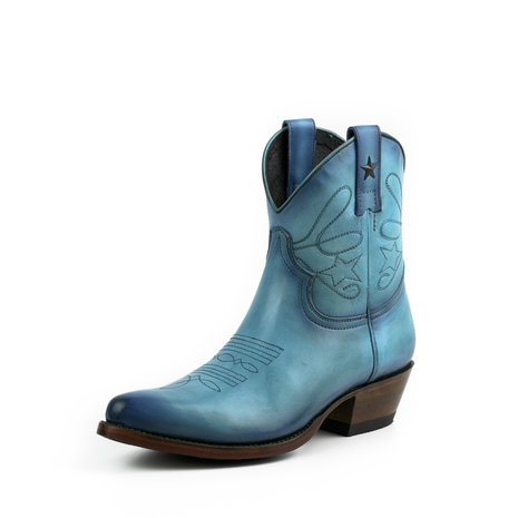 Mayura Boots 2374 Turquoise Vintage/ Women Cowboy Fashion Ankle Boot Pointed Toe Western Heel Genuine Leather