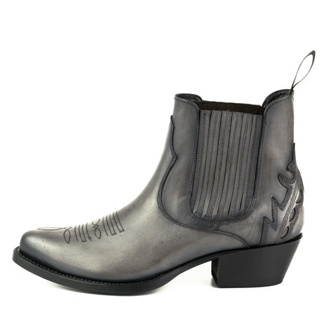Mayura Boots Marilyn 2487 Grey/ Ladies Cowboy Western Fashion Ankle Boots Pointed Toe Slanting Heel Elastic Closure Genuine Leather