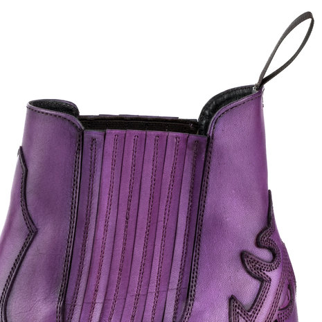 Mayura Boots Marilyn 2487 Purple/ Ladies Cowboy Western Fashion Ankle Boots Pointed Toe Slanting Heel Elastic Closure Genuine Leather