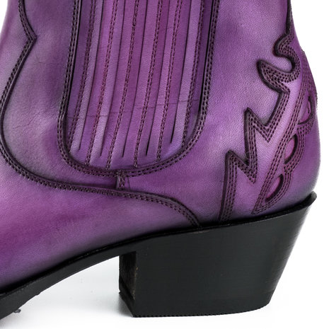 Mayura Boots Marilyn 2487 Purple/ Ladies Cowboy Western Fashion Ankle Boots Pointed Toe Slanting Heel Elastic Closure Genuine Leather