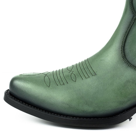 Mayura Boots Marilyn 2487 Green/ Ladies Cowboy Western Fashion Ankle Boots Pointed Toe Slanting Heel Elastic Closure Genuine Leather