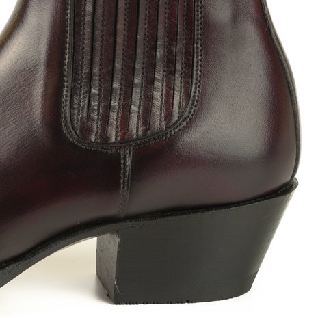 Mayura Boots 2496 Bordeaux/ Pointed Western Ankle Boot Ladies Slanted Heel Elastic Closure Smooth Leather