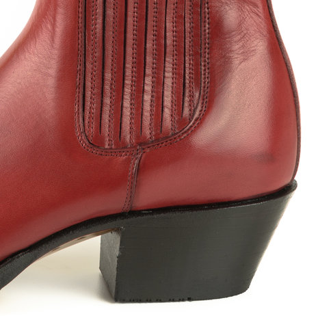 Mayura Boots 2496 Red/ Pointed Western Ankle Boot Ladies Slanted Heel Elastic Closure Smooth Leather