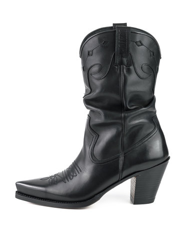 Mayura Boots 1952 Zwart/ Western Fashion Dames Spitse Cowboylaarzen Hoge Hak Gezakte Schacht Soepel Leer Zijkant