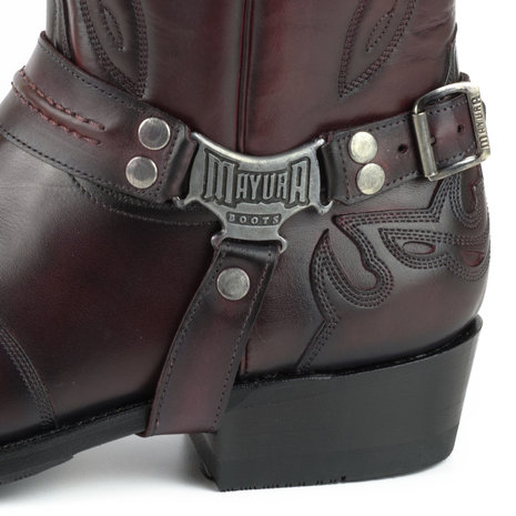 Mayura Boots Indian 2471 Bordeaux/ Cowboy Biker Boots men Square Nose Flat Heel Detachable Spur Genuine Leather