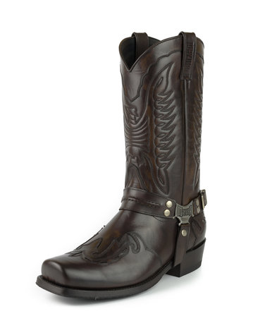 Mayura Boots Indian 2471 Chesnut/ Cowboy Biker Boots men Square Nose Flat Heel Detachable Spur Genuine Leather