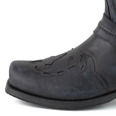 Mayura Boots Indian 2471 Vintage Black/ Cowboy Biker Boots men Square Nose Flat Heel Detachable Spur Genuine Leather
