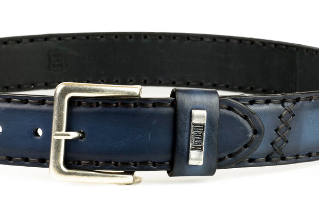 Mayura Belt 925 Blue Cowboy Western 4 cm Wide Jeans Belt Changeable Buckle Smooth Leather