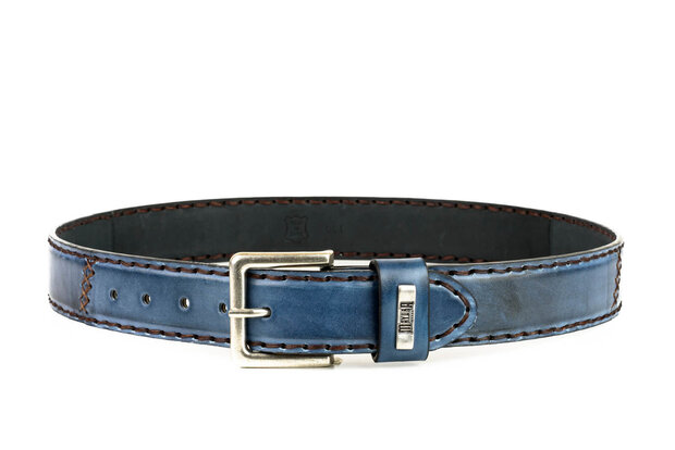 Mayura Belt 925 Jeans Blue Cowboy Western 4 cm Wide Jeans Belt Changeable Buckle Smooth Leather