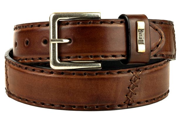 Mayura Belt 925 Cognac Cowboy Western 4 cm Wide Jeans Belt Changeable Buckle Smooth Leather