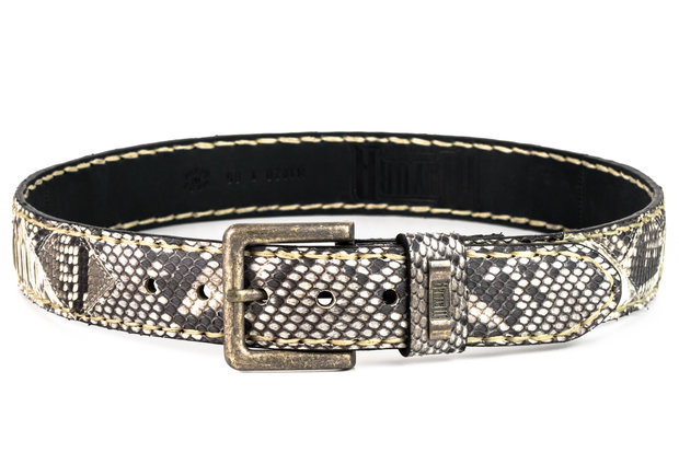 Mayura Belt 1020 White Natural Python 4cm Wide Removable Buckle