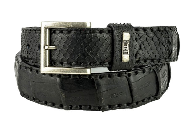 Mayura Belt 214 Black Crocodile Python 4cm Wide Removable Buckle