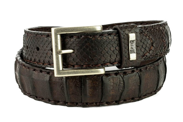 Mayura Belt 214 Chesnut Brown Crocodile Python 4cm Wide Removable Buckle