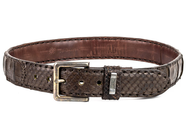 Mayura Belt 214 Chesnut Brown Crocodile Python 4cm Wide Removable Buckle