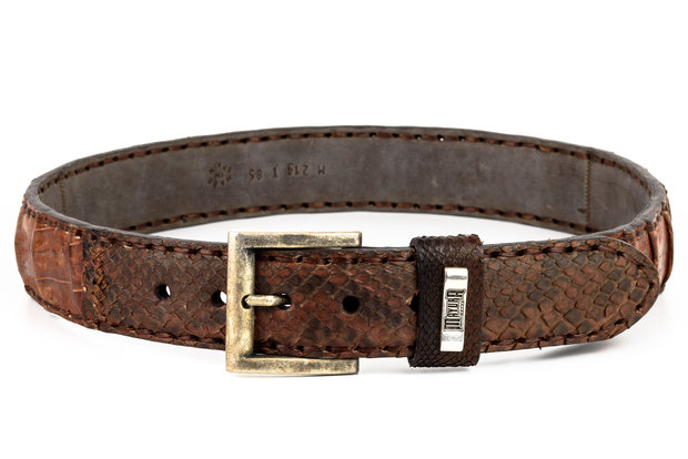 Mayura Belt 214 Camel Crocodile Python 4cm Wide Removable Buckle