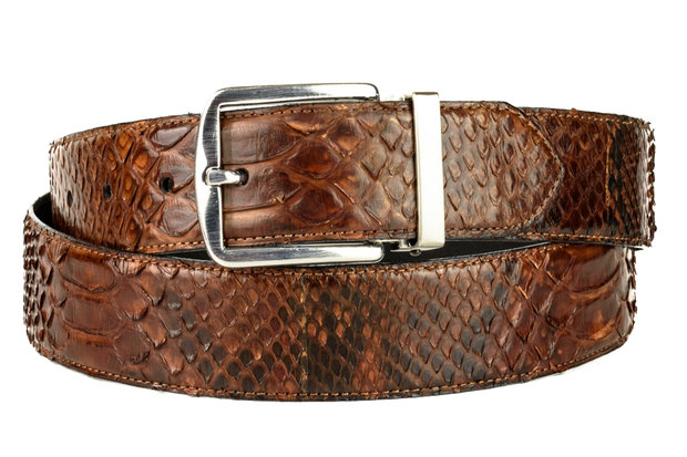 Mayura Belt 810P Cognac Python 3.5cm Wide Removable Buckle