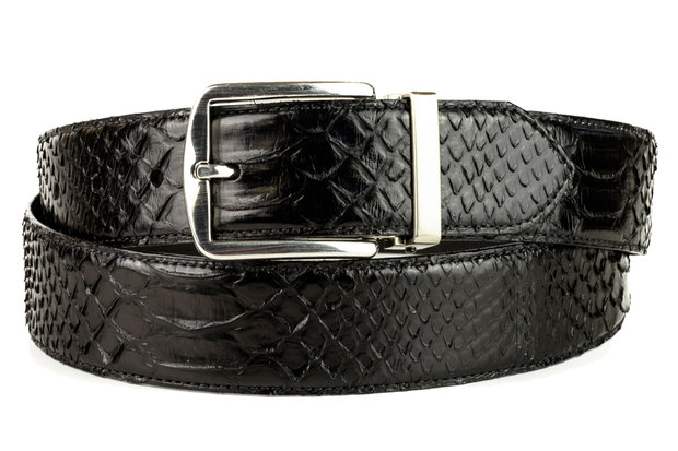 Mayura Belt 810P Black Python 3.5cm Wide Removable Buckle