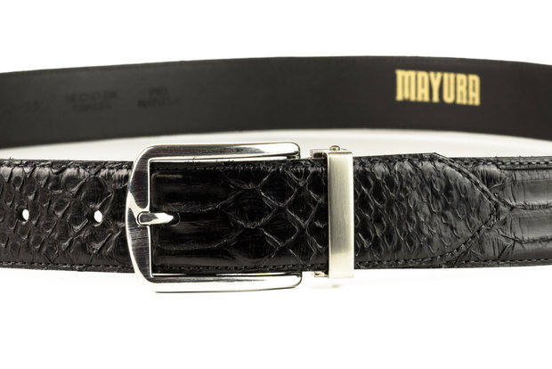 Mayura Belt 810P Black Python 3.5cm Wide Removable Buckle