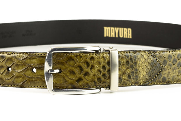 Mayura Belt 810P Kahki Python 3.5cm Wide Removable Buckle